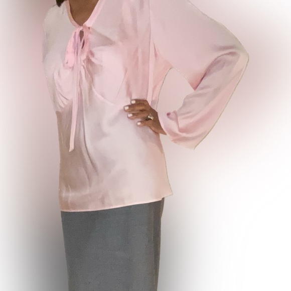 Alfani Pink Silk Bow Blouse Size 20W - Picture 2 of 7